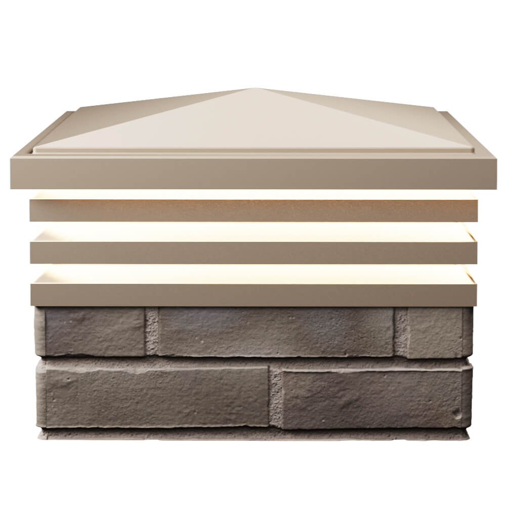Колпак Zking Бона ХайТек Бежевый на столб 1.5х1.5 кирпича (385х385мм) с подсветкой в Заринске фото