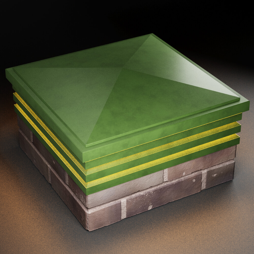 Колпак Zking Бона ХайТек Зеленый на столб 2х2 кирпича (513х513мм) с подсветкой в Заринске фото