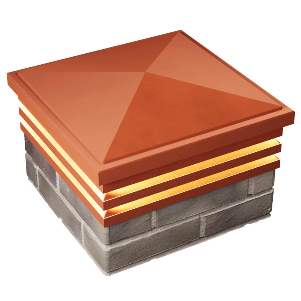 Колпак Zking Бона ХайТек Красный на столб 1.5х1.5 кирпича (385х385мм) с подсветкой в Заринске фото