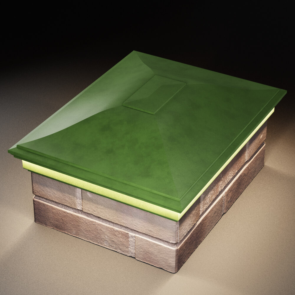 Колпак Zking Монблан Зеленый на столб 2х1.5 кирпича (515х385мм) c подсветкой в Заринске фото