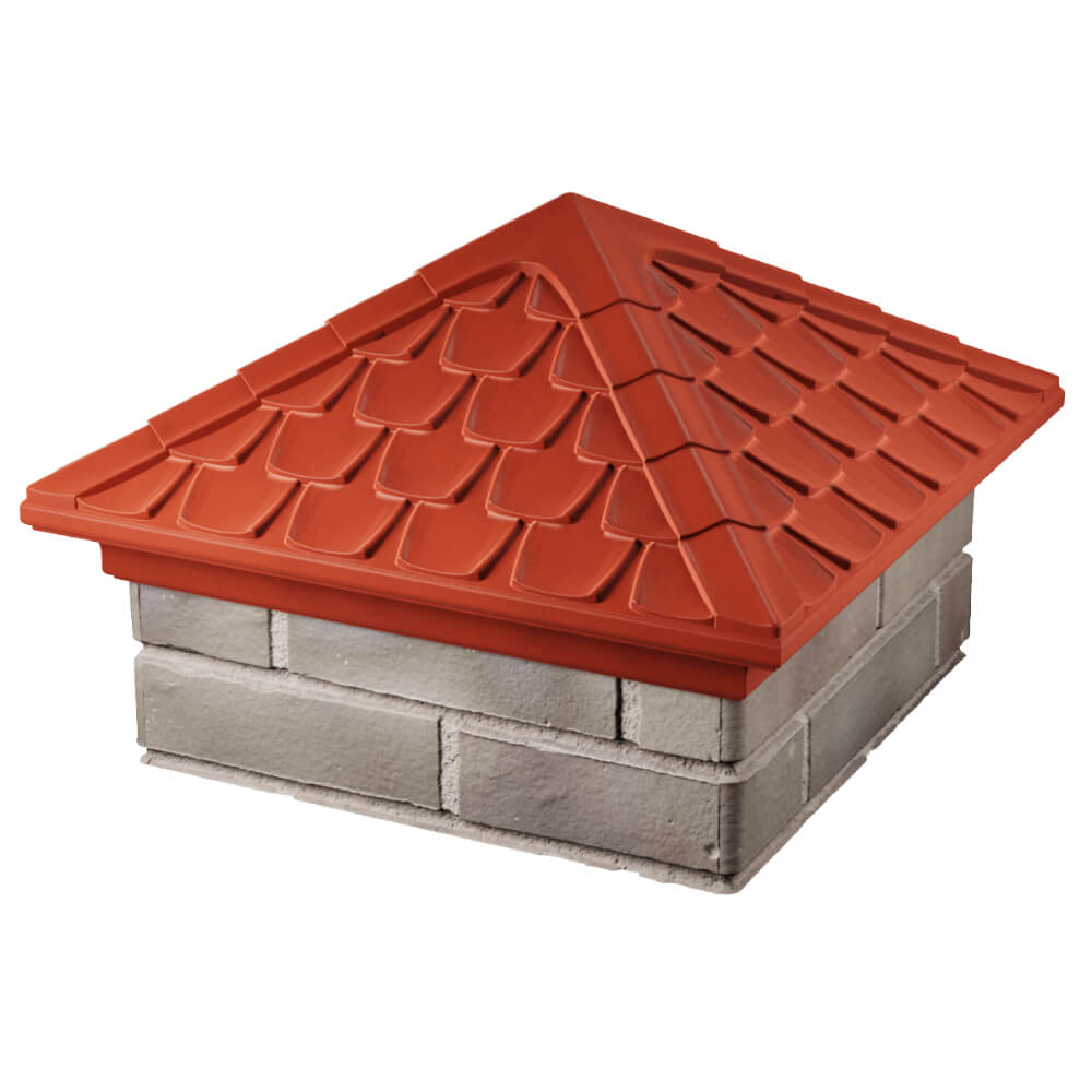 Колпак Zking Эльбрус Красный на столб 1.5х1.5 кирпича (385х385мм) в Заринске фото