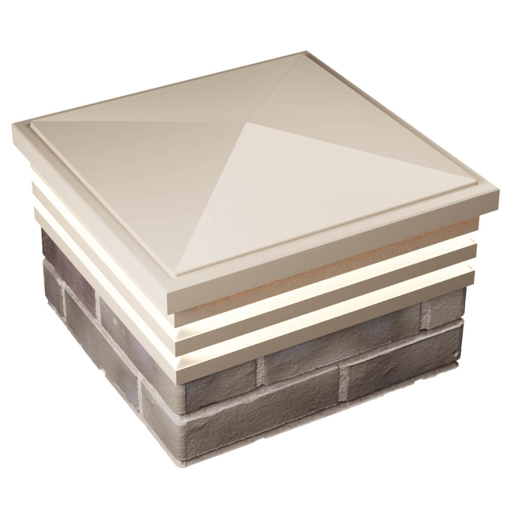 Колпак Zking Бона ХайТек Бежевый на столб 1.5х1.5 кирпича (385х385мм) с подсветкой в Заринске фото