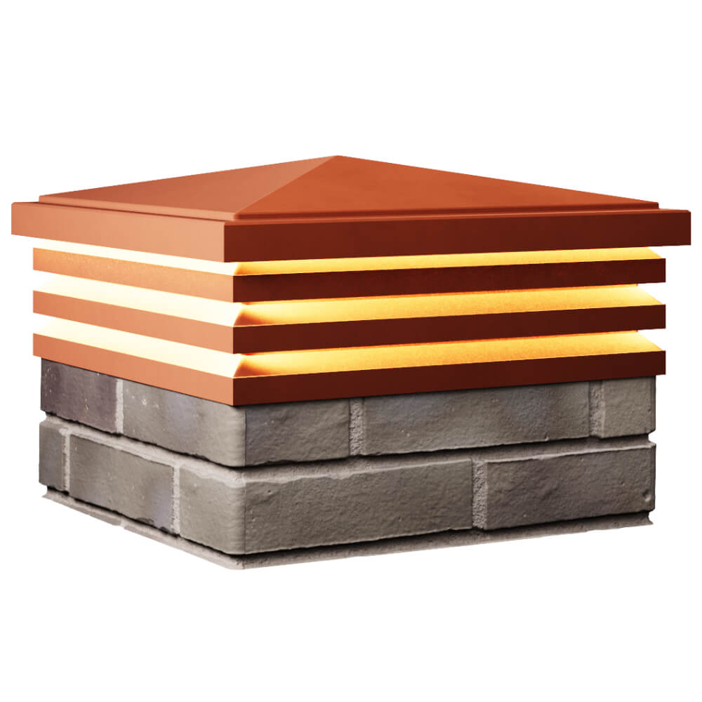 Колпак Zking Бона ХайТек Красный на столб 1.5х1.5 кирпича (385х385мм) с подсветкой в Заринске фото