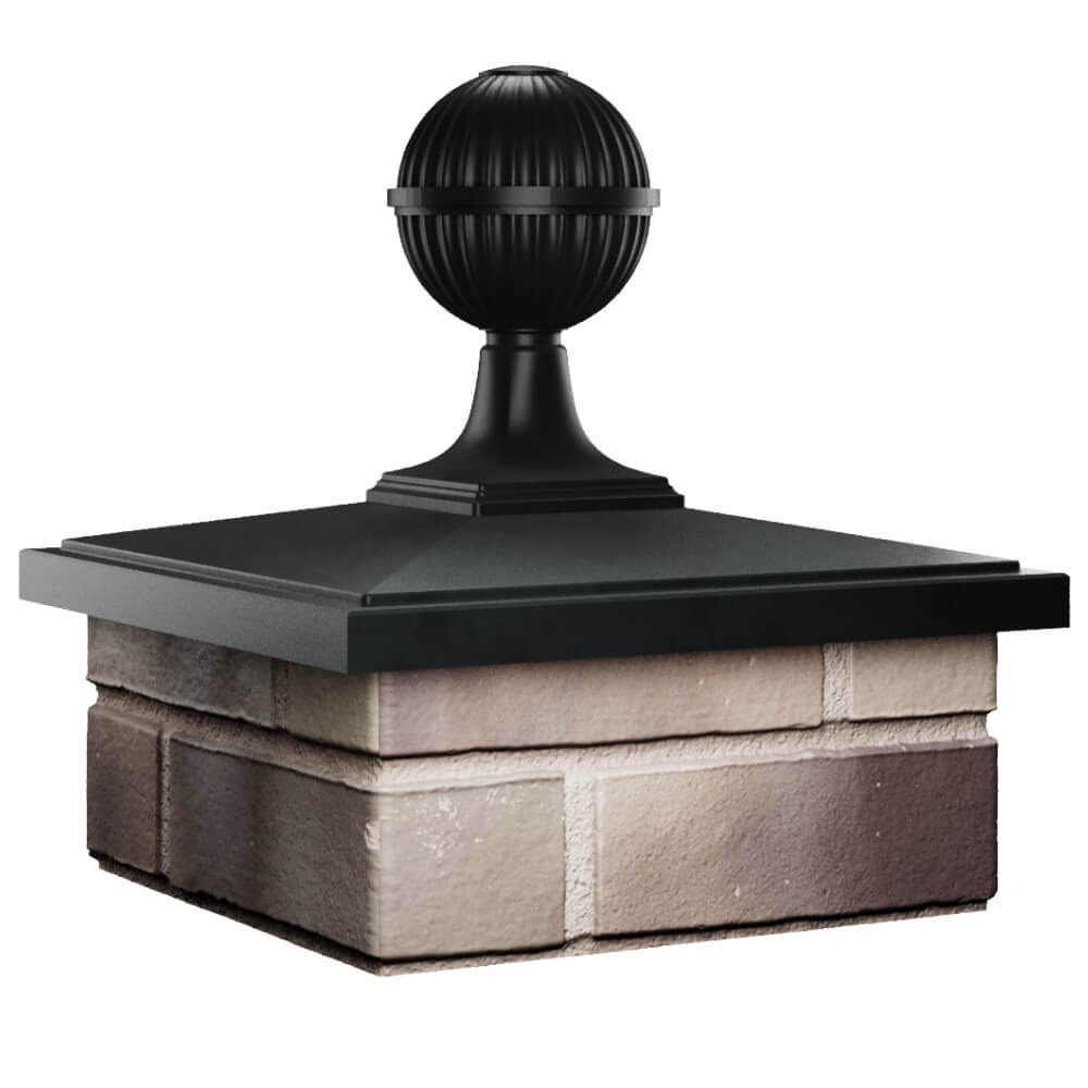 Колпак Zking БонаМоно Черный с шаром на столб 1.5х1.5 кирпича (385х385, 400х400мм) в сборе в Заринске фото