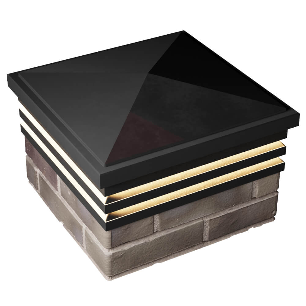 Колпак Zking Бона ХайТек Черный на столб 1.5х1.5 кирпича (385х385мм) с подсветкой в Заринске фото