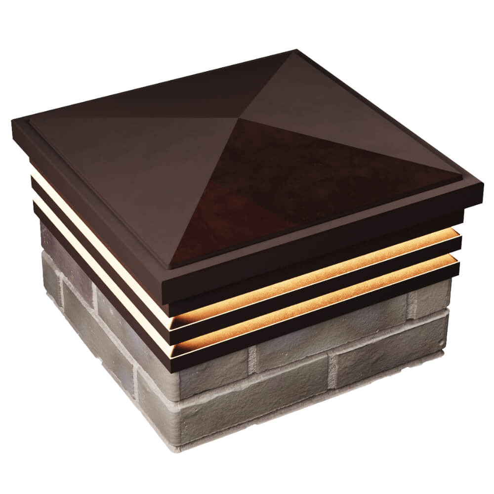 Колпак Zking Бона ХайТек Коричневый на столб 1.5х1.5 кирпича (385х385мм) с подсветкой в Заринске фото