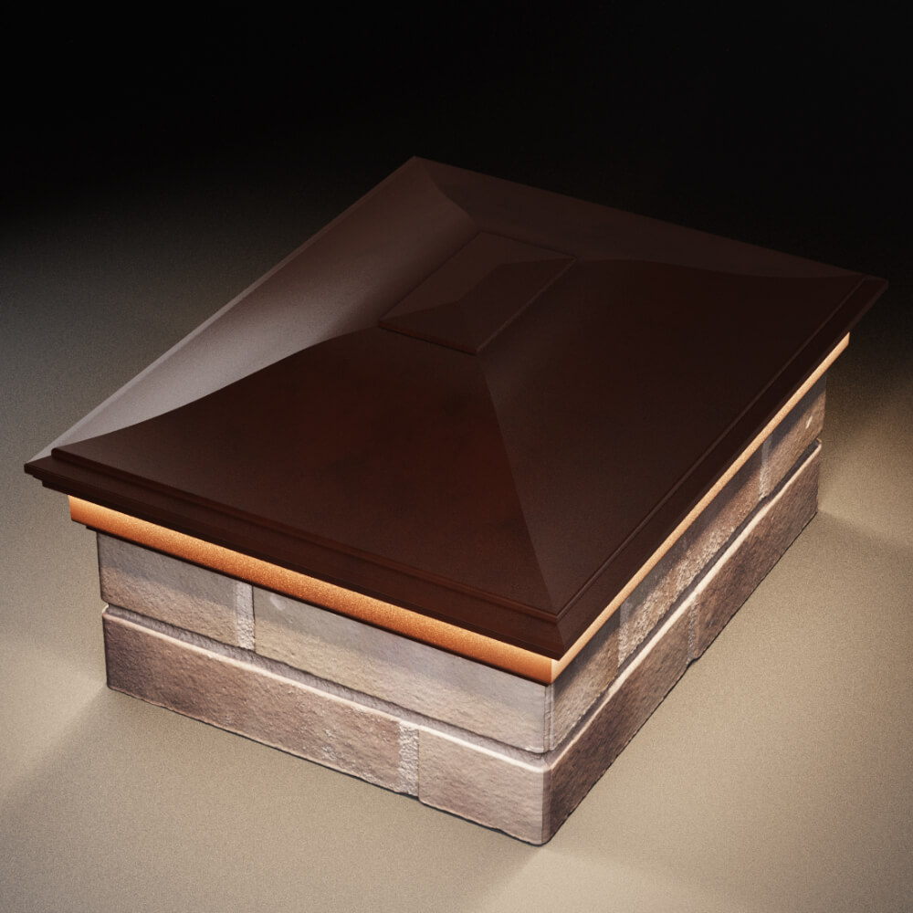 Колпак Zking Монблан Коричневый на столб 2х1.5 кирпича (515х385мм) c подсветкой в Заринске фото