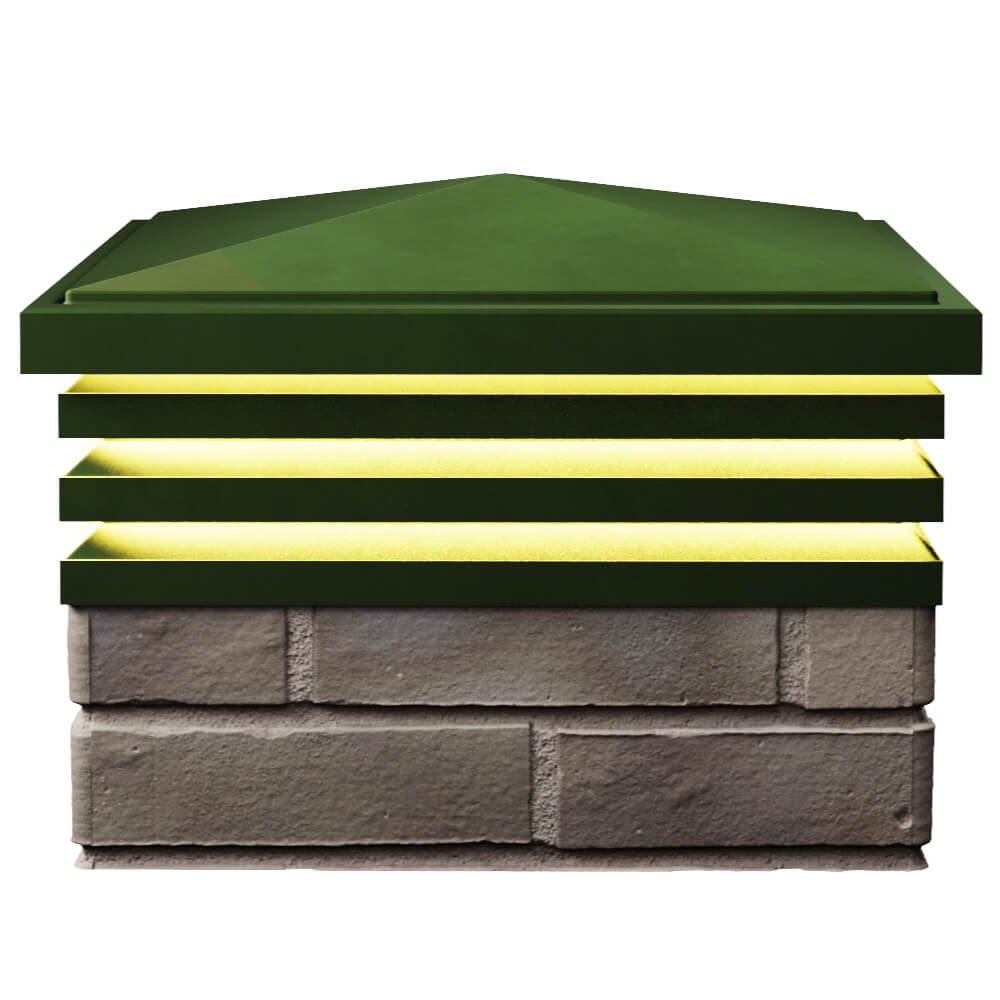 Колпак Zking Бона ХайТек Зеленый на столб 1.5х1.5 кирпича (385х385мм) с подсветкой в Заринске фото