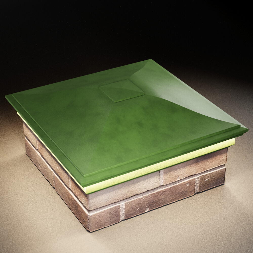 Колпак Zking Монблан Зеленый на столб 2х2 кирпича (515х515мм) c подсветкой в Заринске фото