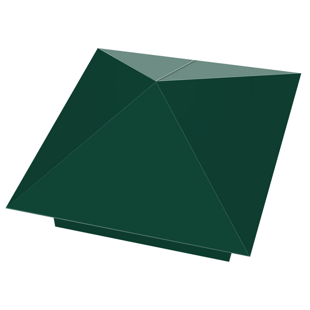 Колпак металлический 390х390мм RAL6005 Зеленый Мох заборный Заринск фото