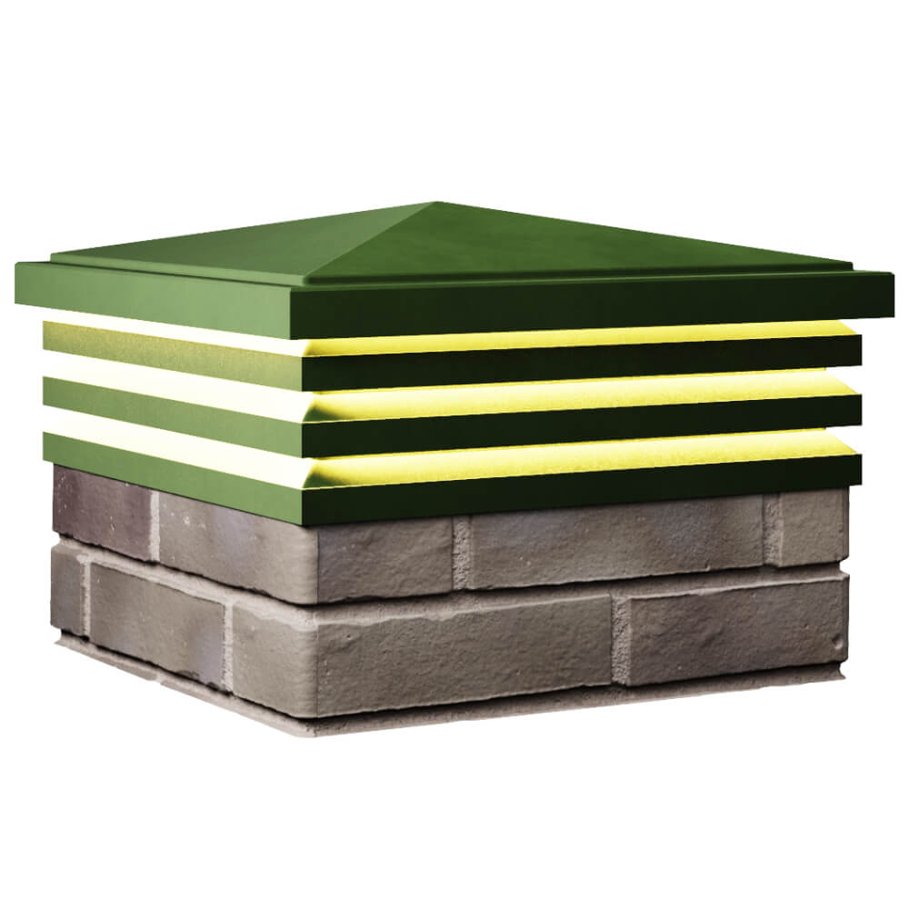 Колпак Zking Бона ХайТек Зеленый на столб 1.5х1.5 кирпича (385х385мм) с подсветкой в Заринске фото