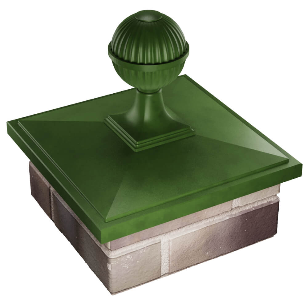 Колпак Zking БонаМоно Зеленый с шаром на столб 1.5х1.5 кирпича (385х385, 400х400мм) в сборе в Заринске фото