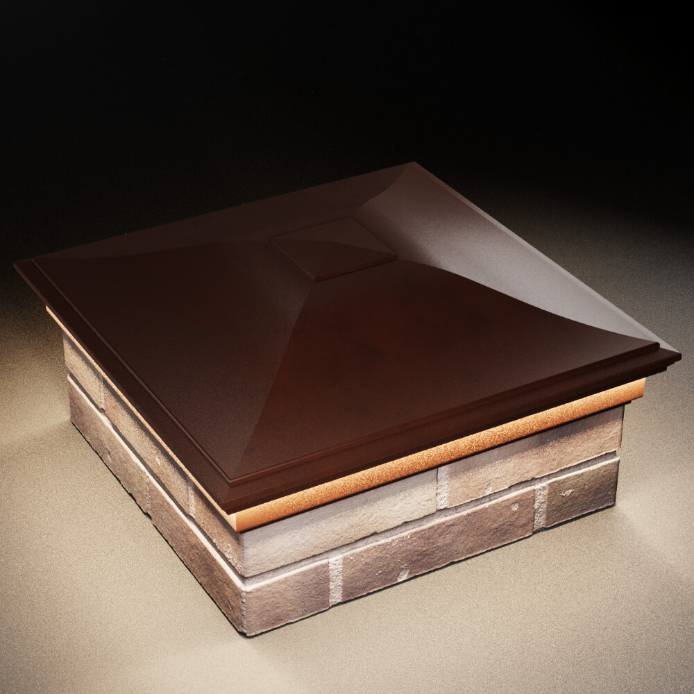 Колпак Zking Монблан Коричневый на столб 2х2 кирпича (515х515мм) c подсветкой в Заринске фото