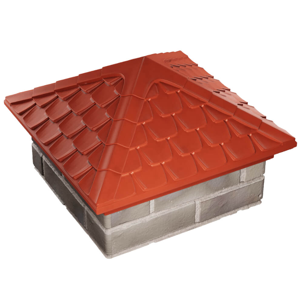 Колпак Zking Эльбрус Красный на столб 1.5х1.5 кирпича (385х385мм) в Заринске фото