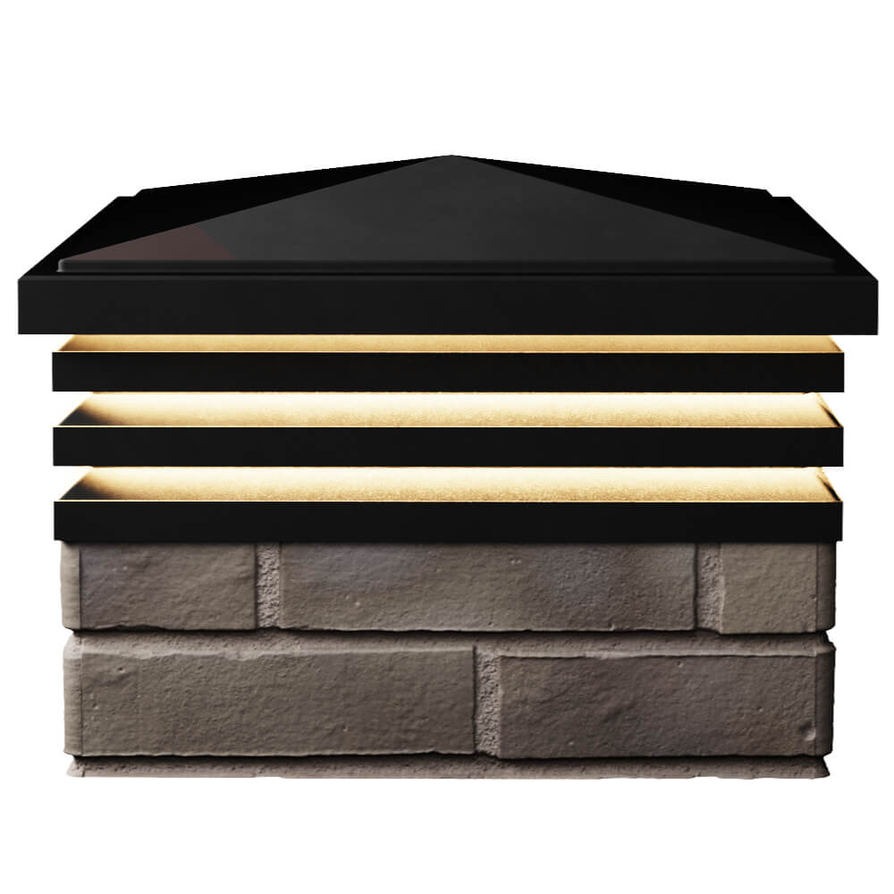 Колпак Zking Бона ХайТек Черный на столб 1.5х1.5 кирпича (385х385мм) с подсветкой в Заринске фото