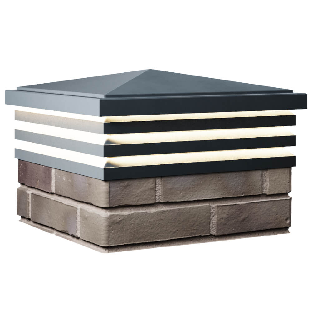 Колпак Zking Бона ХайТек Серый на столб 1.5х1.5 кирпича (385х385мм) с подсветкой в Заринске фото