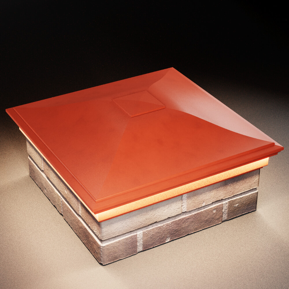 Колпак Zking Монблан Красный на столб 2х2 кирпича (515х515мм) c подсветкой в Заринске фото