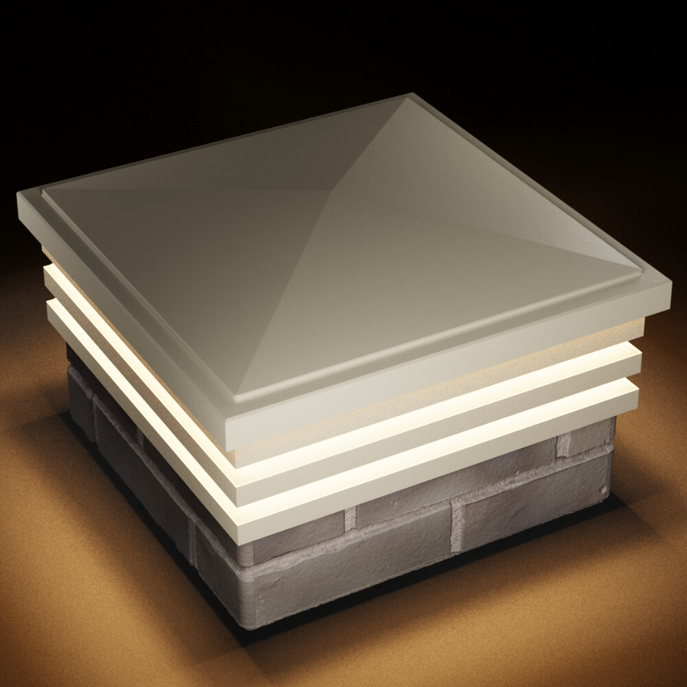 Колпак Zking Бона ХайТек Бежевый на столб 1.5х1.5 кирпича (385х385мм) с подсветкой в Заринске фото