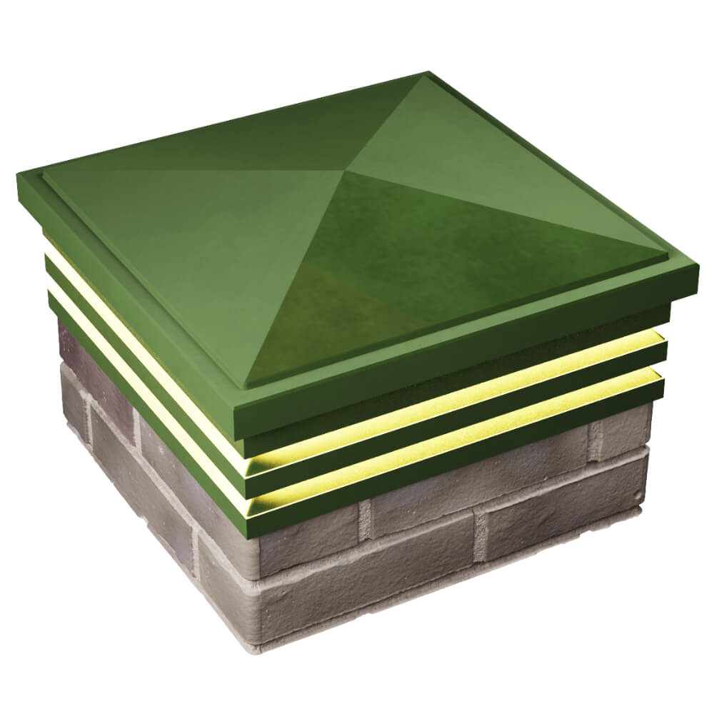 Колпак Zking Бона ХайТек Зеленый на столб 1.5х1.5 кирпича (385х385мм) с подсветкой в Заринске фото