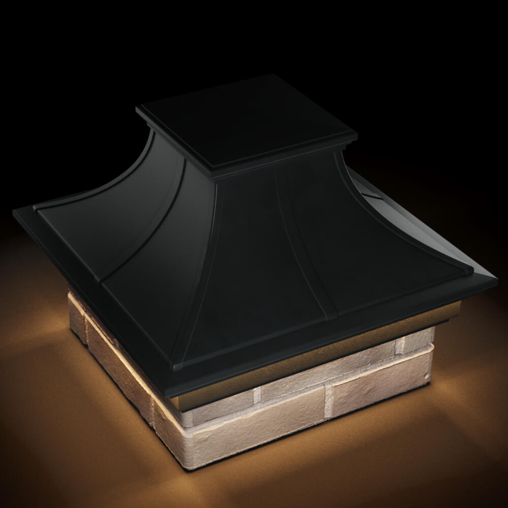 Колпак Zking Монблан Премиум Черный на столб 1.5х1.5 кирпича (385х385мм) с подсветкой в Заринске фото