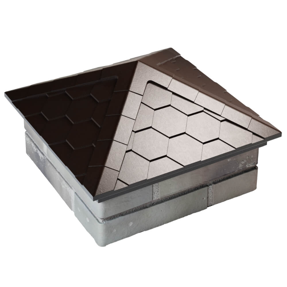 Колпак Zking Эверест Коричневый на столб 1.5х1.5 кирпича (390х390мм) в Заринске фото