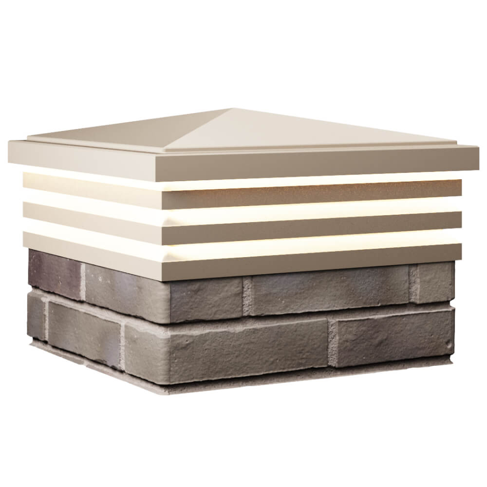 Колпак Zking Бона ХайТек Бежевый на столб 1.5х1.5 кирпича (385х385мм) с подсветкой в Заринске фото