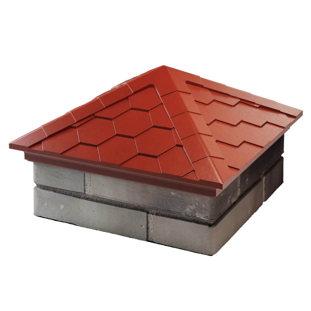 Колпак Zking Эверест Красный на столб 1.5х1.5 кирпича (390х390мм) в Заринске фото