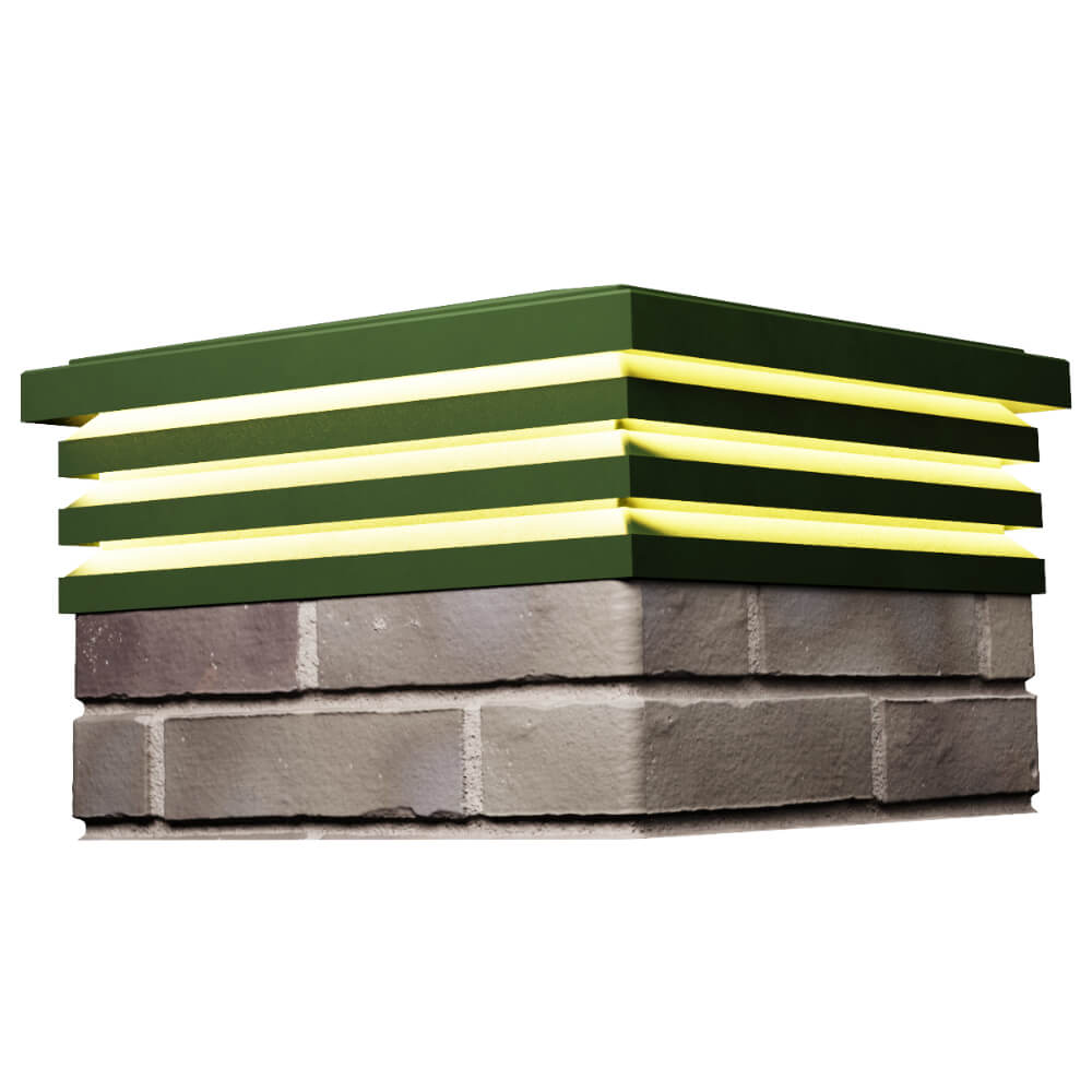 Колпак Zking Бона ХайТек Зеленый на столб 1.5х1.5 кирпича (385х385мм) с подсветкой в Заринске фото