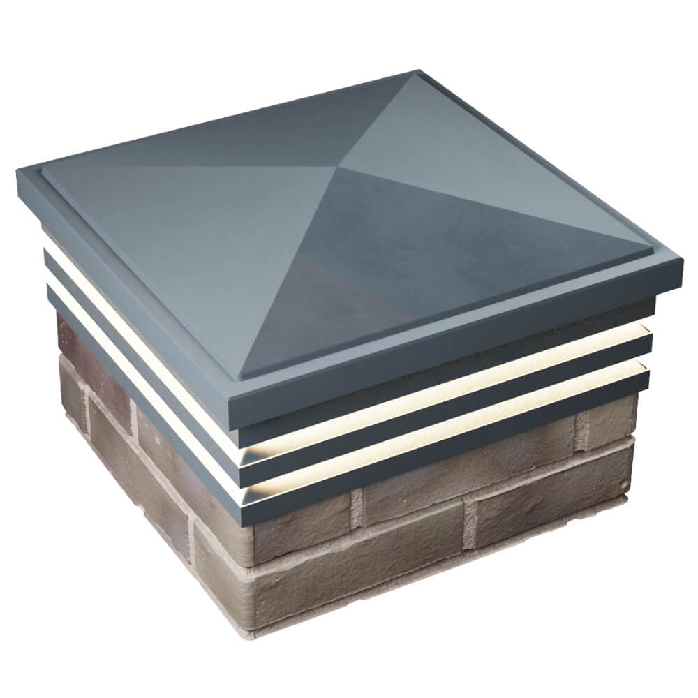 Колпак Zking Бона ХайТек Серый на столб 1.5х1.5 кирпича (385х385мм) с подсветкой в Заринске фото