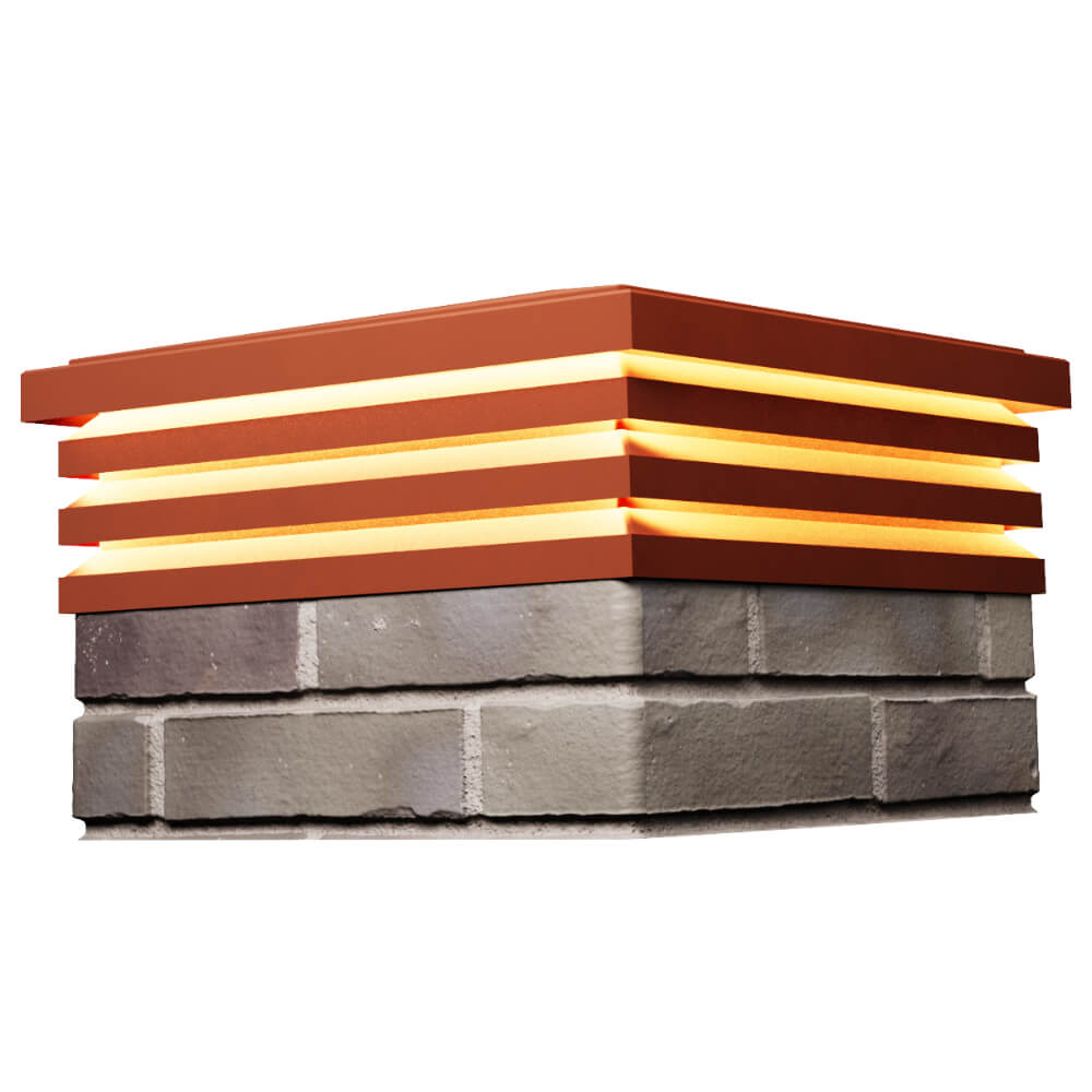 Колпак Zking Бона ХайТек Красный на столб 1.5х1.5 кирпича (385х385мм) с подсветкой в Заринске фото