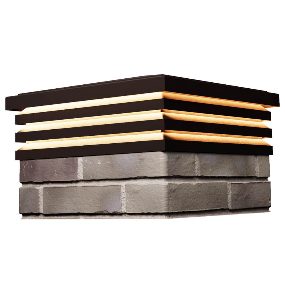 Колпак Zking Бона ХайТек Коричневый на столб 1.5х1.5 кирпича (385х385мм) с подсветкой в Заринске фото