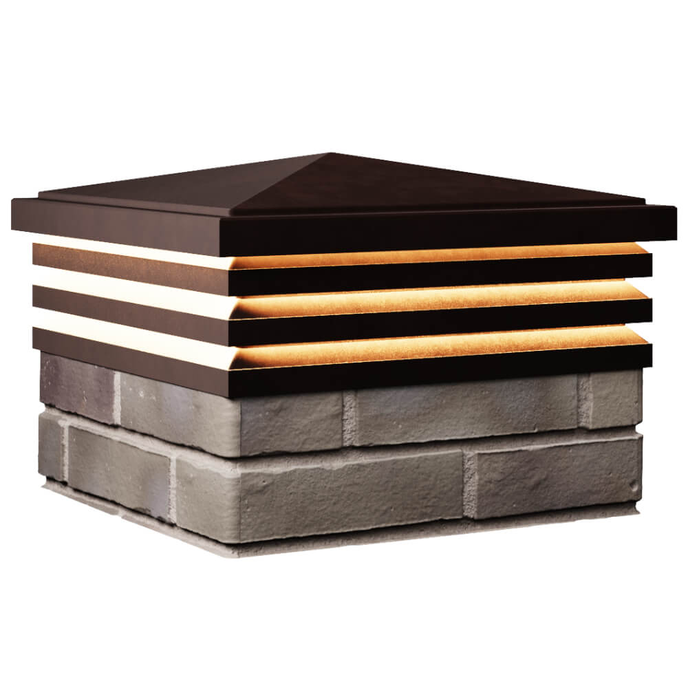 Колпак Zking Бона ХайТек Коричневый на столб 1.5х1.5 кирпича (385х385мм) с подсветкой в Заринске фото