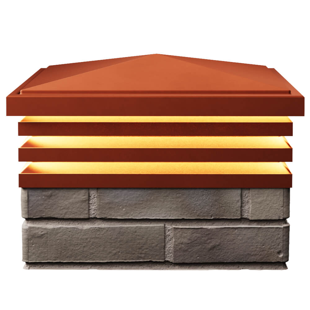 Колпак Zking Бона ХайТек Красный на столб 1.5х1.5 кирпича (385х385мм) с подсветкой в Заринске фото