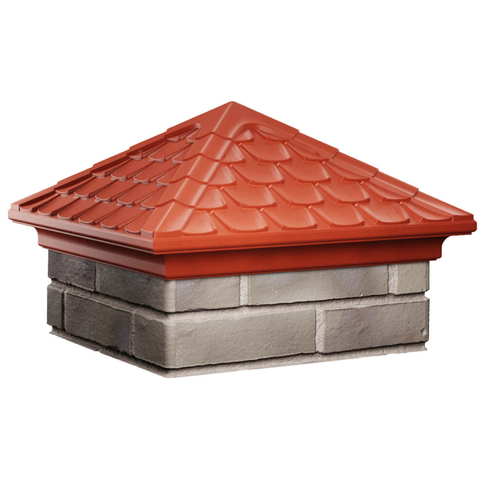 Колпак Zking Эльбрус Красный на столб 1.5х1.5 кирпича (385х385мм) в Заринске фото