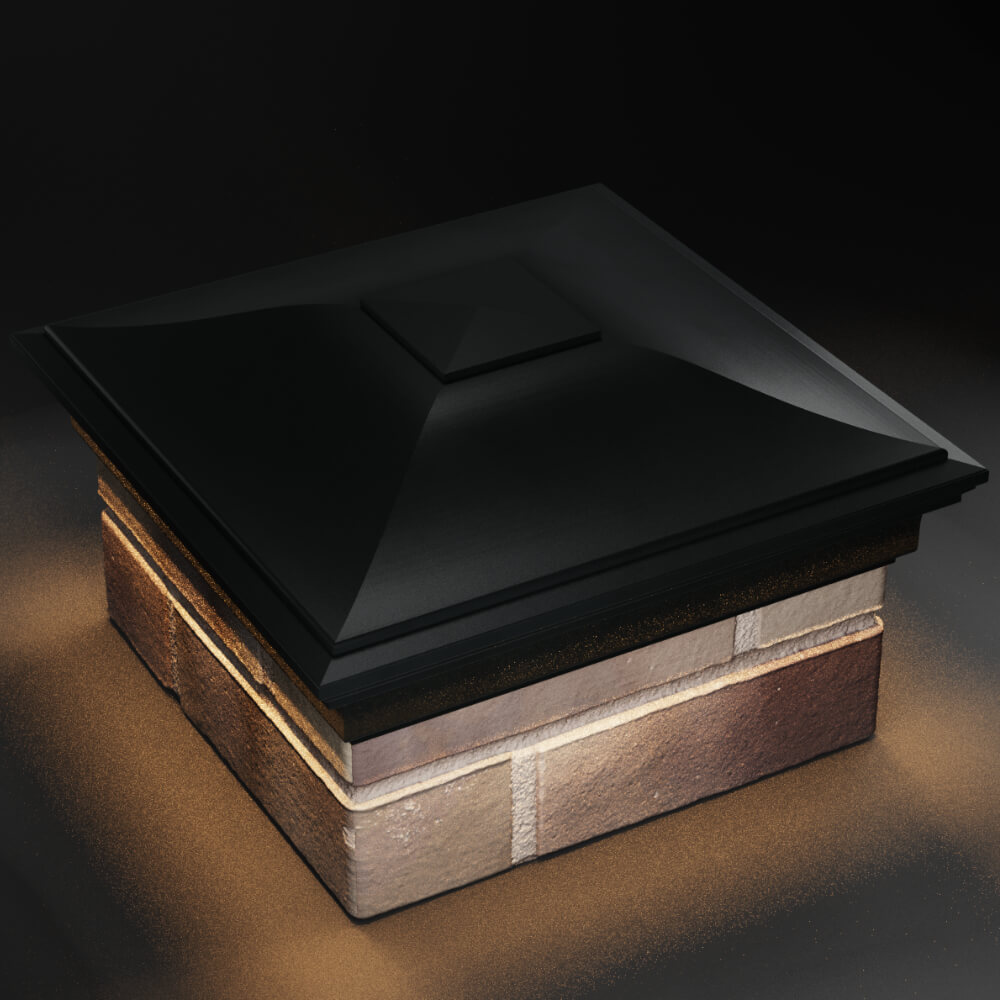 Колпак Zking Монблан Черный на столб 1.5х1.5 кирпича (385х385мм) с подсветкой в Заринске фото