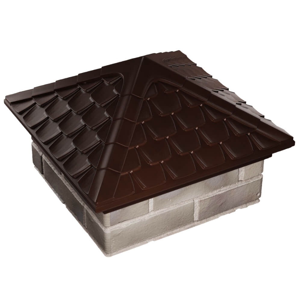 Колпак Zking Эльбрус Коричневый на столб 1.5х1.5 кирпича (385х385мм) в Заринске фото