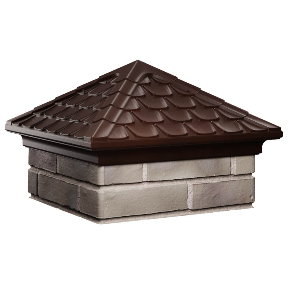 Колпак Zking Эльбрус Коричневый на столб 1.5х1.5 кирпича (385х385мм) в Заринске фото