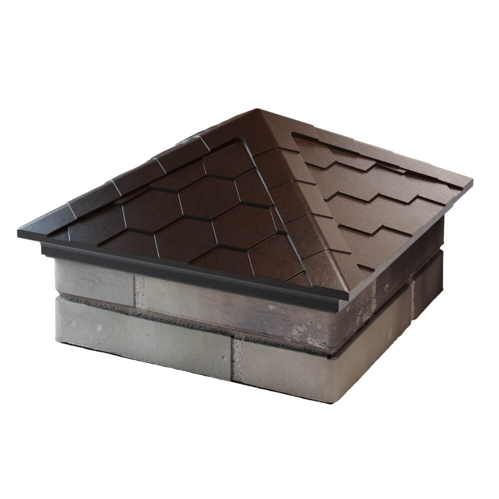 Колпак Zking Эверест Коричневый на столб 1.5х1.5 кирпича (390х390мм) в Заринске фото