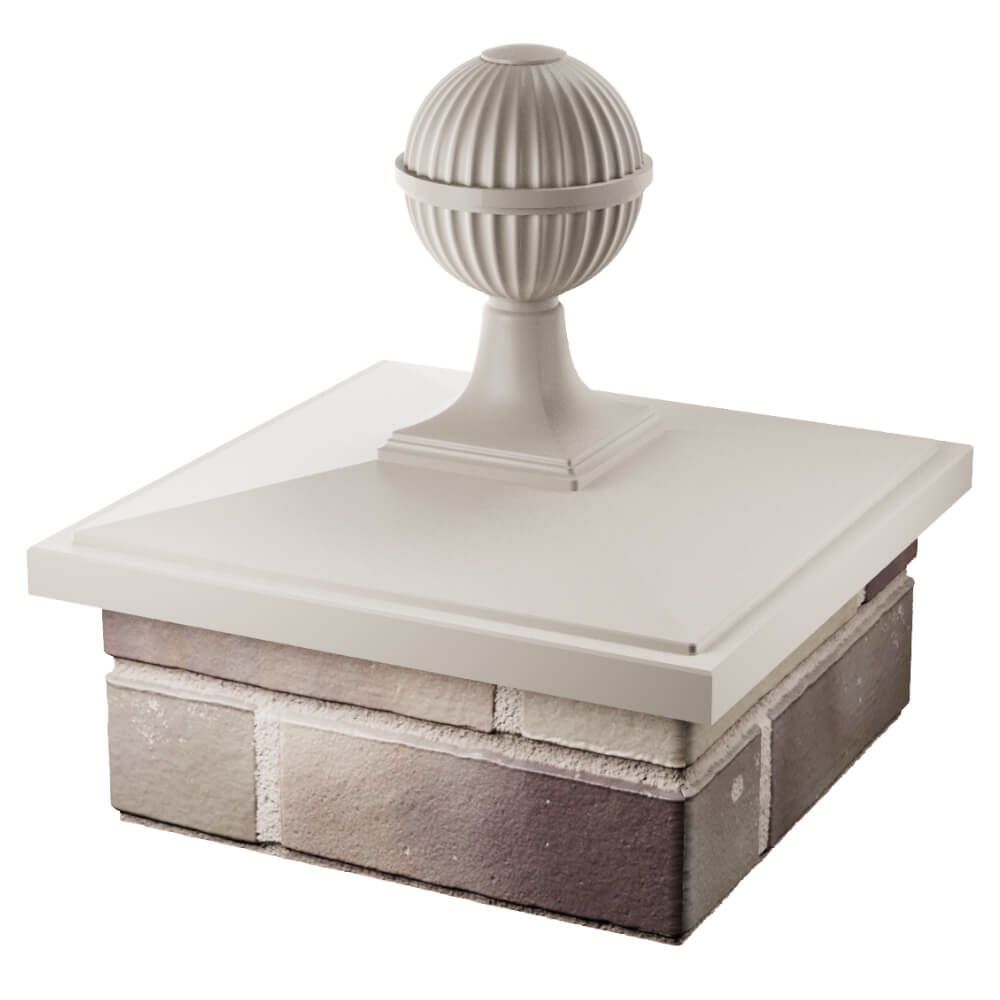 Колпак Zking БонаМоно Бежевый с шаром на столб 1.5х1.5 кирпича (385х385, 400х400мм) в сборе в Заринске фото